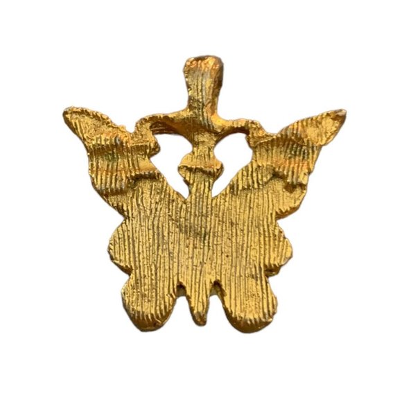 Vintage Goldtone Butterfly Pendant Ivory Enameled Small 1" - Picture 3 of 4